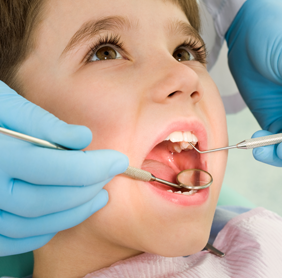 photo of a child during a dental checkup